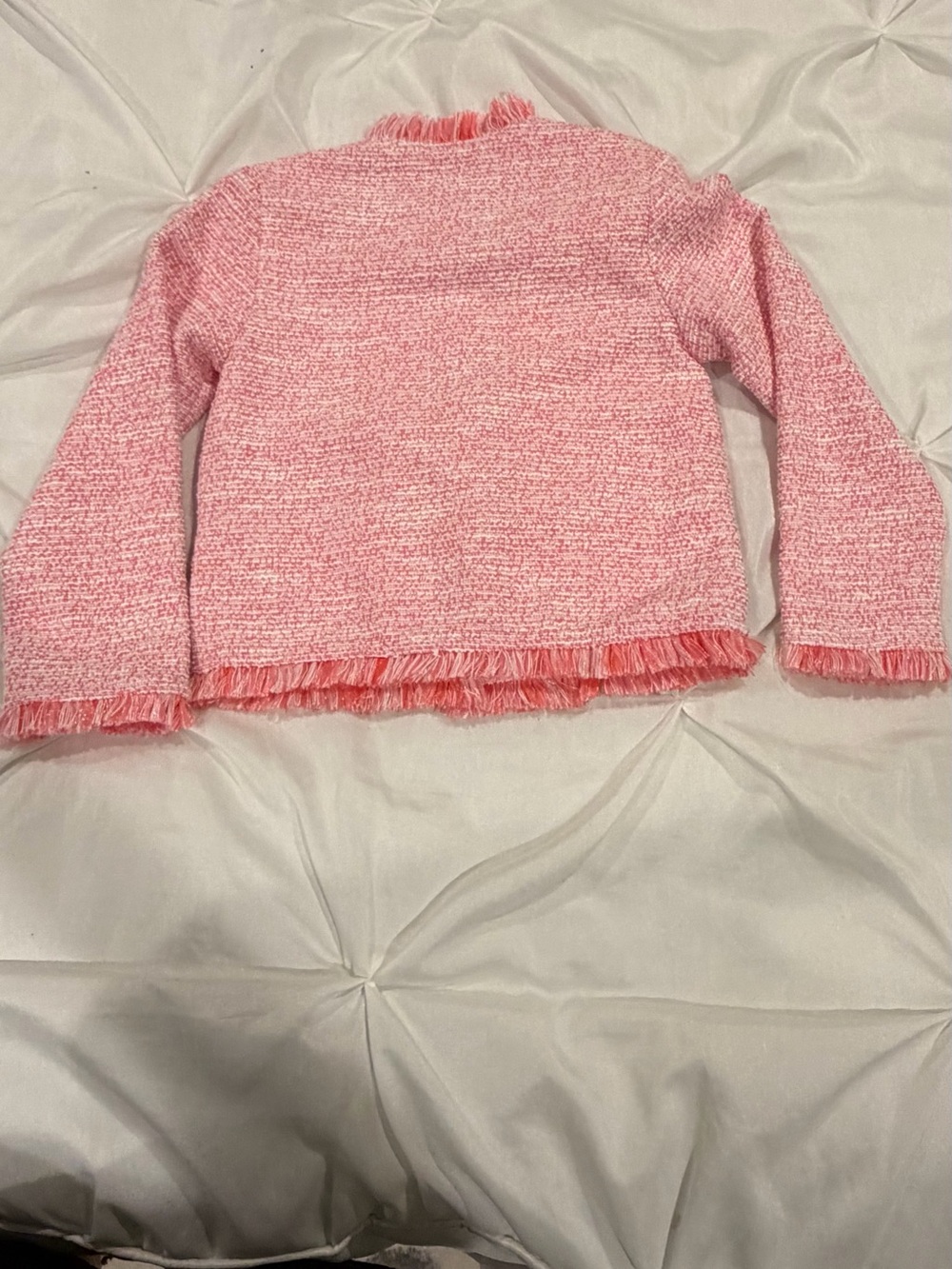 Girls Pink Tweed Fringe Jacket Size 24m - Picture 9 of 9